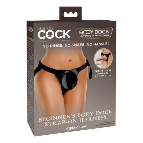 King Cock Elite Beginner's Body Dock Strap On Harness Black
