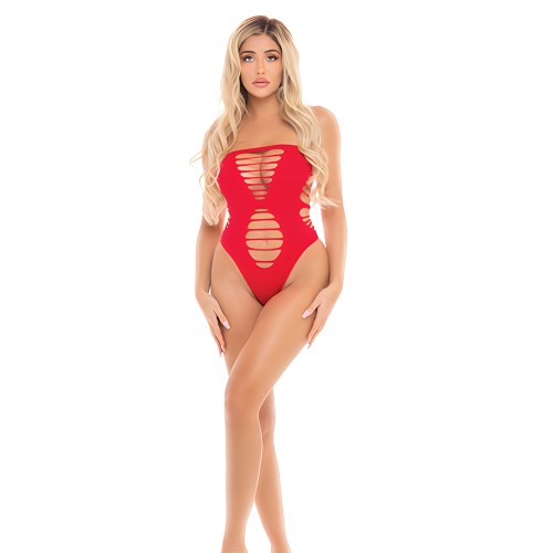 Pink Lipstick Treat Me Right Bodysuit - Red