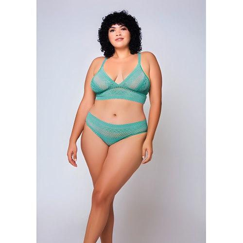 Geometric Lace Bralette & Hipster Teal 1X
