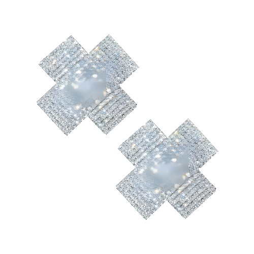 Neva Nude Cross Crystal Jewel Nipple Pasties - Clear O/S