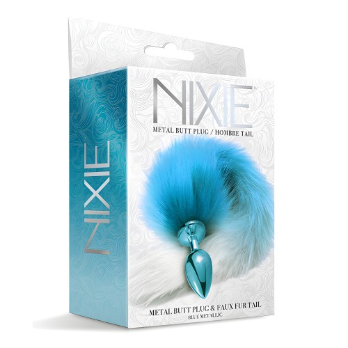 Nixie Metal Butt Plug w/Faux Fur Tail - Blue