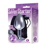 The 9's The Silver Starter Bejeweled Round Stainless Steel Plug - Violet