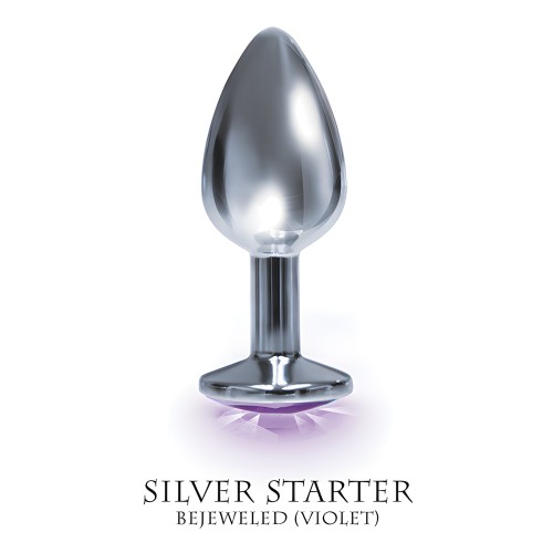 The 9's The Silver Starter Bejeweled Round Stainless Steel Plug - Violet