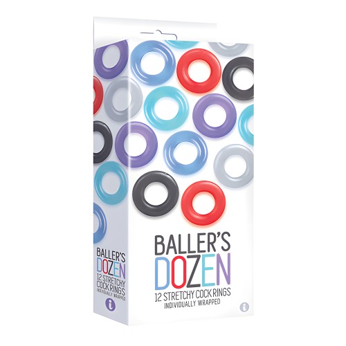 The 9's Baller's Dozen Cockring Set - Assorted Colors