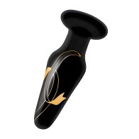 Secret Kisses Handblown Glass Plug - Black/Gold
