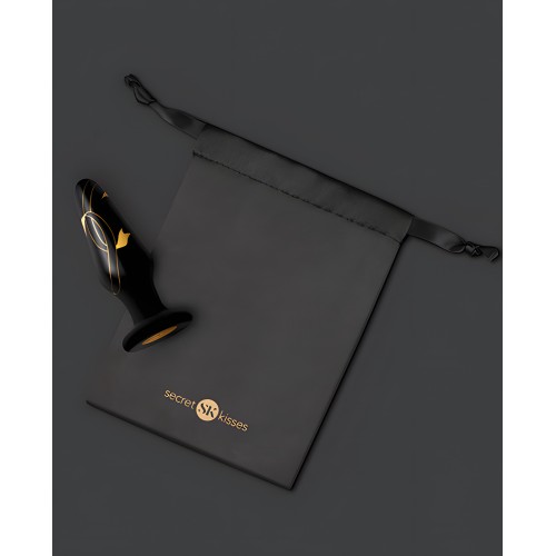 Secret Kisses Handblown Glass Plug - Black/Gold