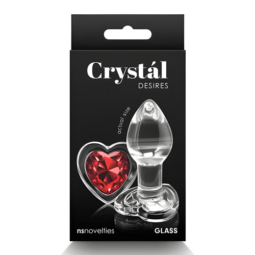 Plug Anal de Cristal Corazón Pequeño - Rojo