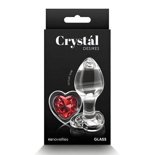 Plug Anal de Cristal con Corazón Rojo - Mediano