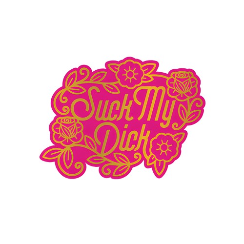 Wood Rocket Porn Suck My Dick Pin - Pink/Gold