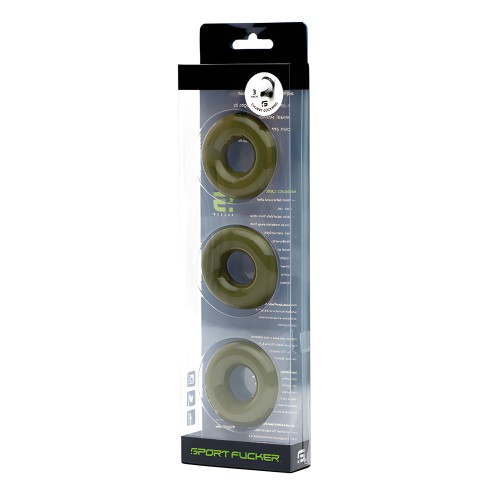 Sport Fucker Chubby Cockring Pack of 3 - Army Green