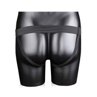 Shots Ouch 8" Ribbed Hollow Strap On w/Balls - Black