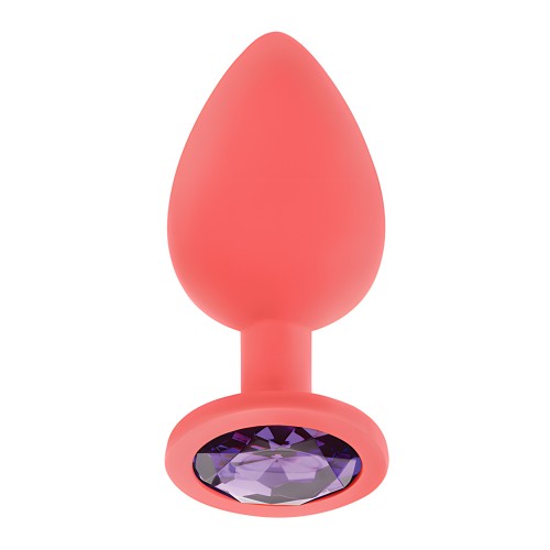 Plug Anal de Silicona con Joyas Luv Inc. - Grande Coral