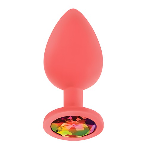 Plug Anal de Silicona con Joyas Luv Inc. - Grande Coral