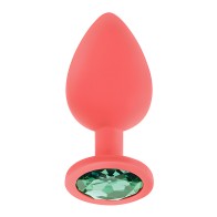 Plug Anal de Silicona con Joyas Luv Inc. - Grande Coral