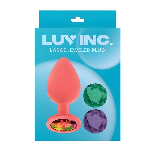 Luv Inc. Jeweled Silicone Butt Plug - Large Coral