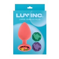 Luv Inc. Jeweled Silicone Butt Plug - Large Coral