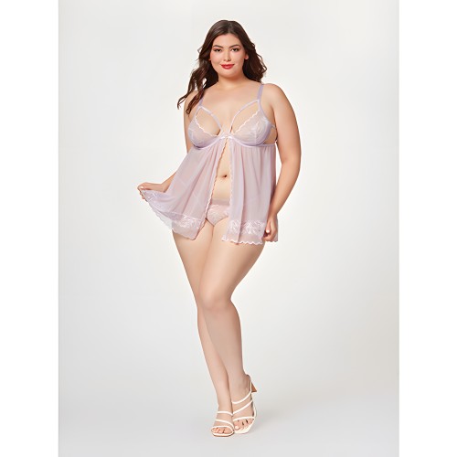 Sheer Mesh & Lace Demi Cup Babydoll