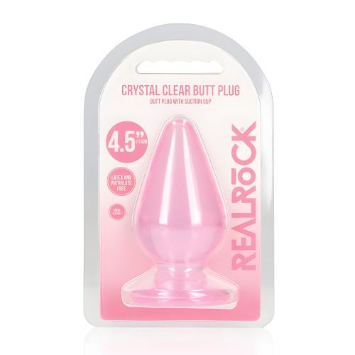 Shots RealRock Crystal Clear 4.5" Anal Plug - Pink