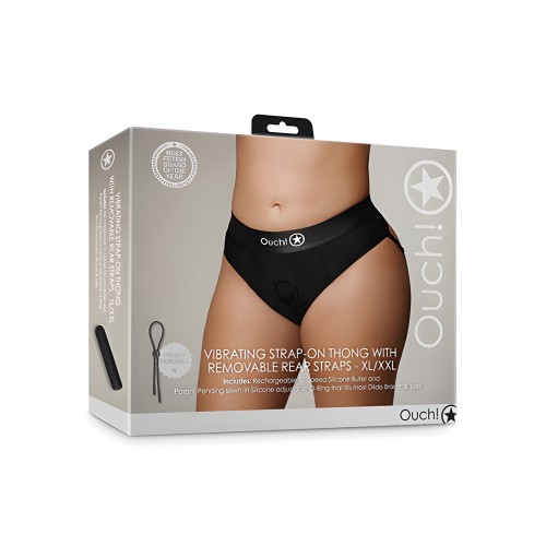 Vibrating Strap-On Thong - Black XL/XXL