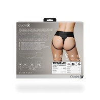 Shots Ouch Vibrating Strap On Thong - Black XS/S