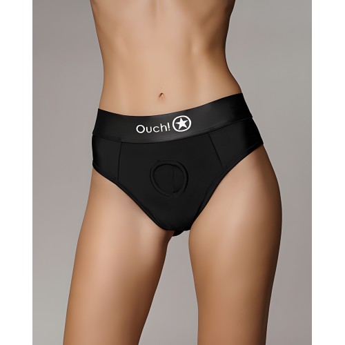 Shots Ouch Vibrating Strap On Thong - Black XS/S