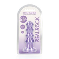 Dildo/Plug Anal Curvo de 5.5" RealRock Cristal Claro - Púrpura