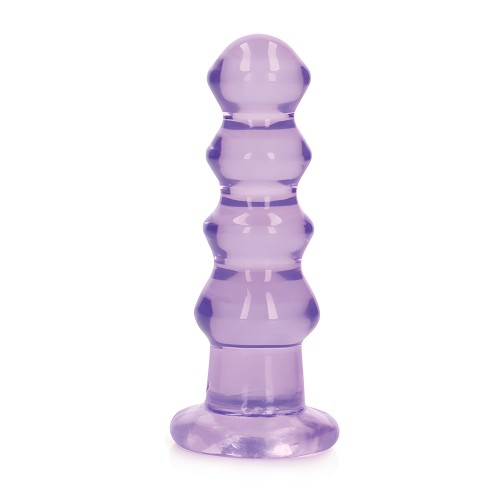 Dildo/Plug Anal Curvo de 5.5" RealRock Cristal Claro - Púrpura