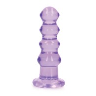 Dildo/Plug Anal Curvo de 5.5" RealRock Cristal Claro - Púrpura