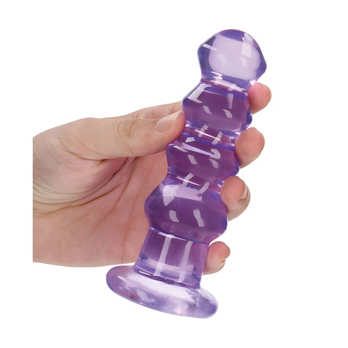 Dildo/Plug Anal Curvo de 5.5" RealRock Cristal Claro - Púrpura