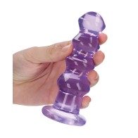 Dildo/Plug Anal Curvo de 5.5" RealRock Cristal Claro - Púrpura