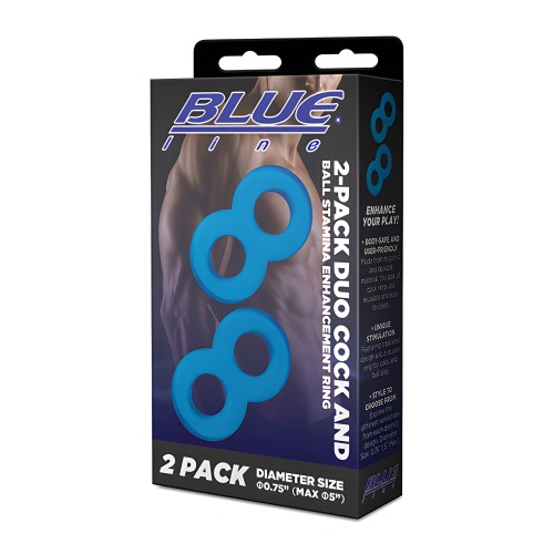 Blue Line Dual Cock & Ball Ring - Jelly Blue