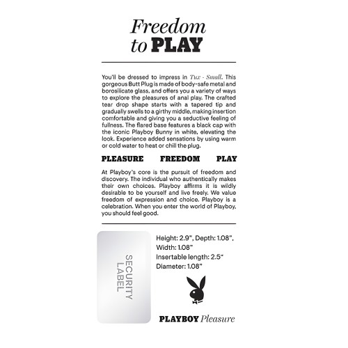 Playboy Pleasure Tux Butt Plug - Small