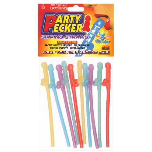 Popotes Party Pecker - Colores Variados Paquete de 10