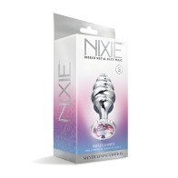 Nixie Honey Dipper Ribbed Metal Rainbow Jeweled Butt Plug - Small