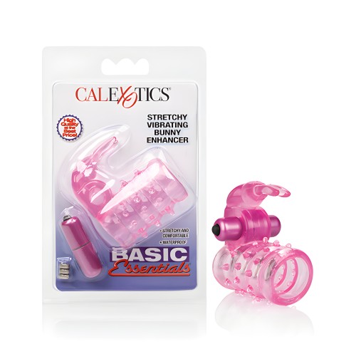 Basic Essentials Stretchy Vibrating Bunny Enhancer - Pink