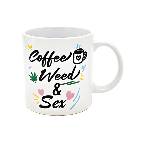 Taza de Actitud Café, Marihuana & Sexo - 22 oz