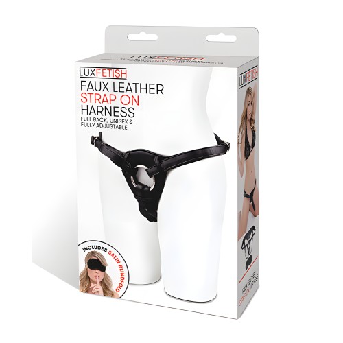 Lux Fetish Patent Leather Strap-On Harness - Black