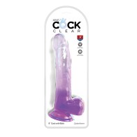King Cock Clear 9" Cock w/Balls - Purple