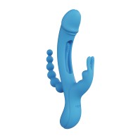 Vibrador Trilux Kinky Finger con Bolas Anales - Azul