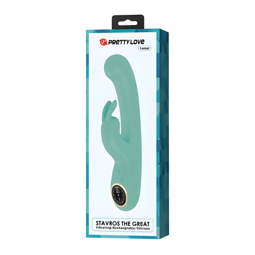 Pretty Love Lamar Vibrador Conejo LED Pantalla Digital - Turquesa