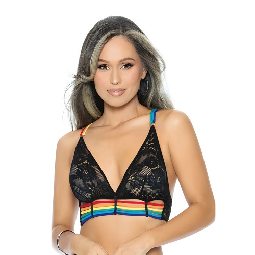 Pride Lace Rainbow Strappy Halter Top Black O/S