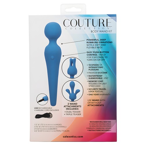 Couture Collection Body Wand Vibrator Kit - Blue