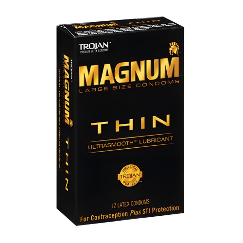 Condones Magnum Thin de Trojan - Paquete de 12