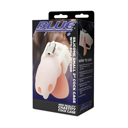 Blue Line Mini Jaula de Silicona de 2" Con Divisor de Testículos - Blanca