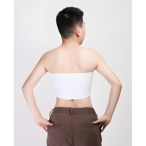 Gender Fluid Strapless Chest Compression Binder - L White