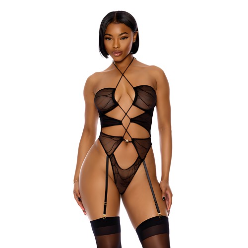 Pull My Strings Sheer Mesh Teddy - Black LG