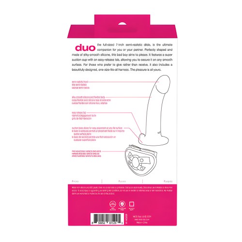 VeDO Duo Silicone Dildo w/Harness - Pink/Purple