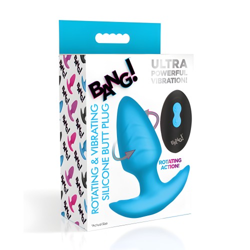 Bang! Plug Anal Tapered Rotatorio y Vibrante con Control Remoto - Azul