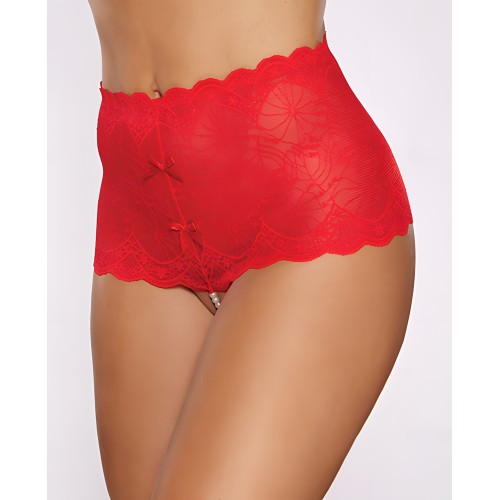 Conjunto Crotchless Pasión & Perlas - Rojo
