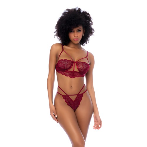 Lace Underwire Top w/Thong - Rosewood S/M